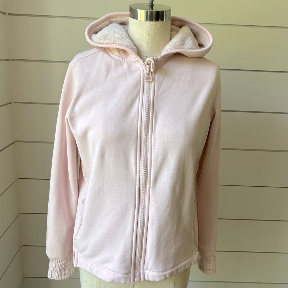 Athleta Girl Pastel Pink Fleece Hood Zip Up Girls XL (14)